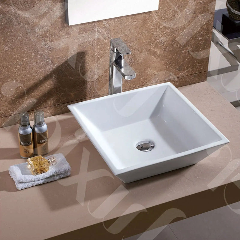 Contemporary White Ceramic Porcelain Vessel Bathroom Vanity Sink - 16 x 16-inch by HomePacific
