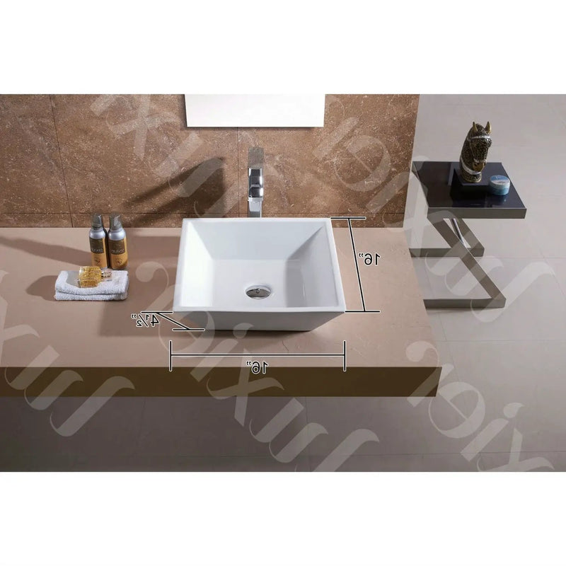 Contemporary White Ceramic Porcelain Vessel Bathroom Vanity Sink - 16 x 16-inch by HomePacific