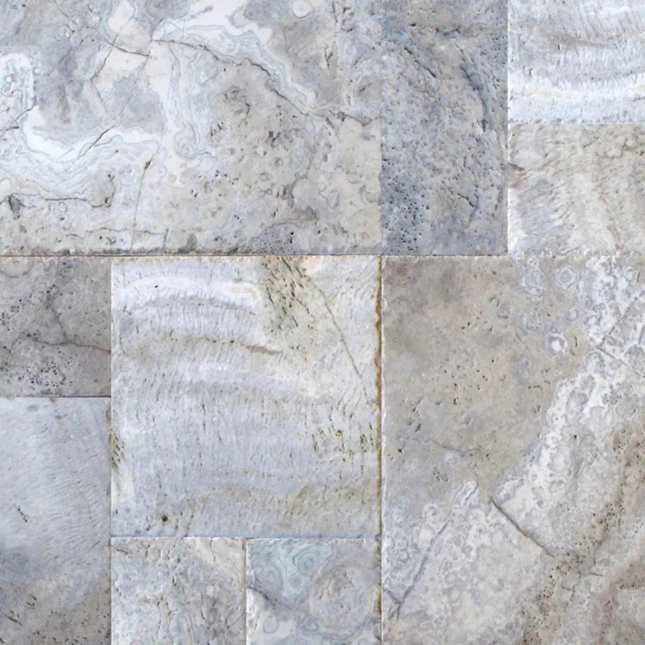 Silver Travertine Pool Copings 16x24 close up