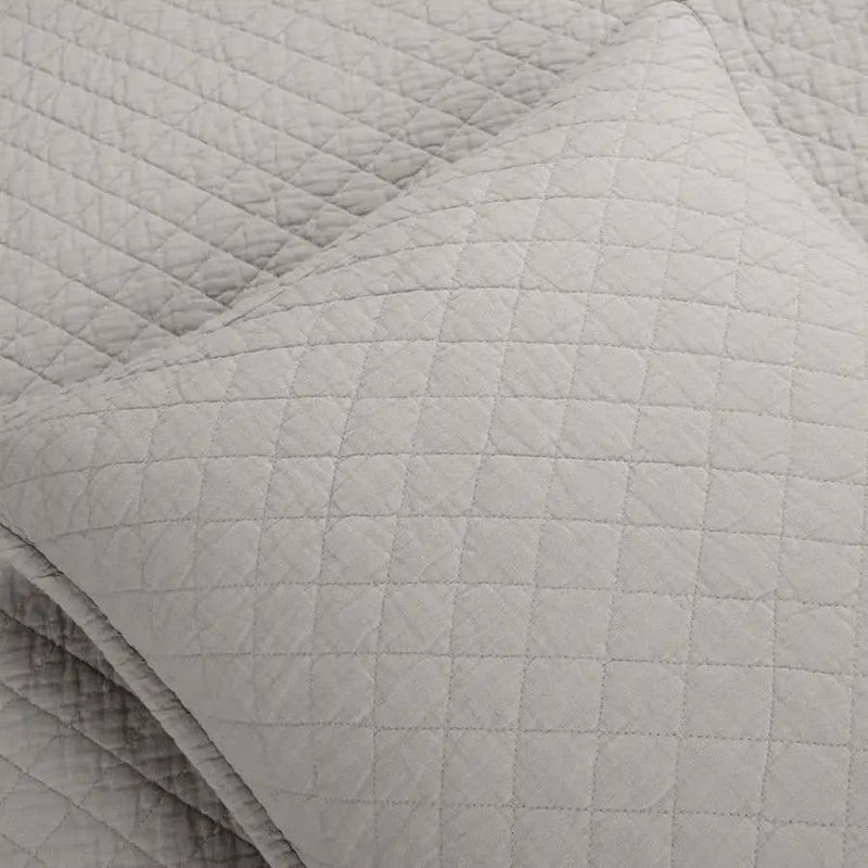 Full/Queen Lightweight Cotton Linen Grey Textured Reversible 3-Piece Quilt Set by HomePacific