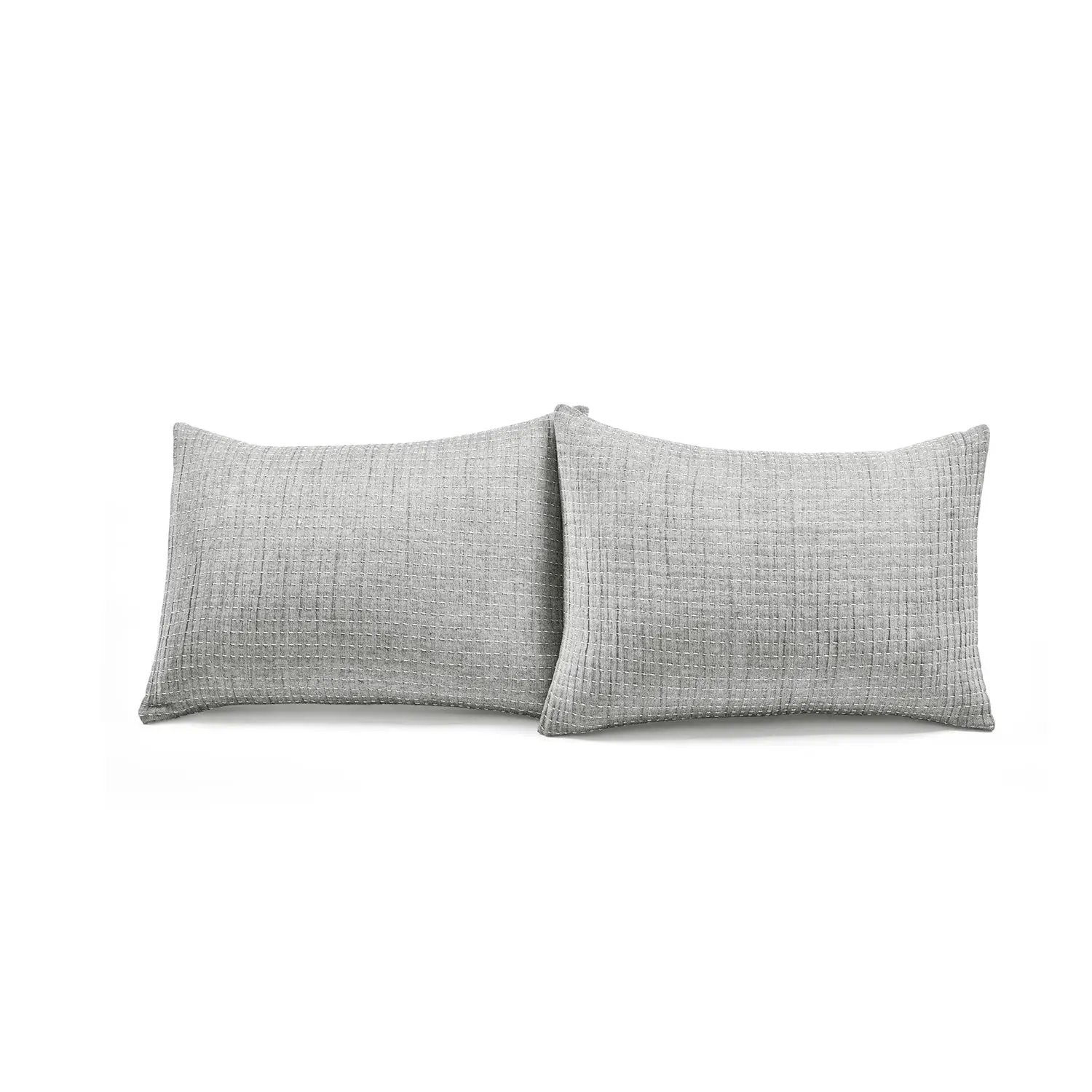 King Size 3-Piece Reversible Cotton Yarn Woven Coverlet Set in Grey Cream by HomePacific