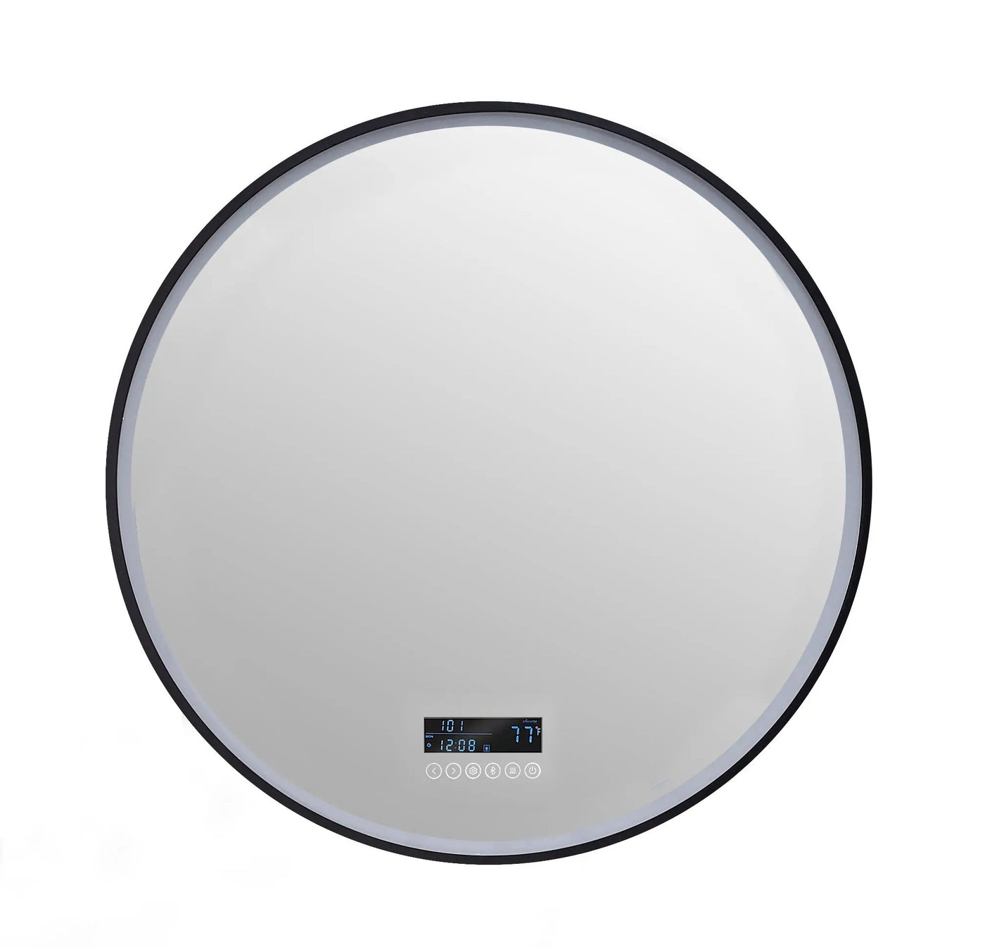 Cirque Round LED Lighted Bathroom Vanity Black Framed Mirror by Ancerre Designs