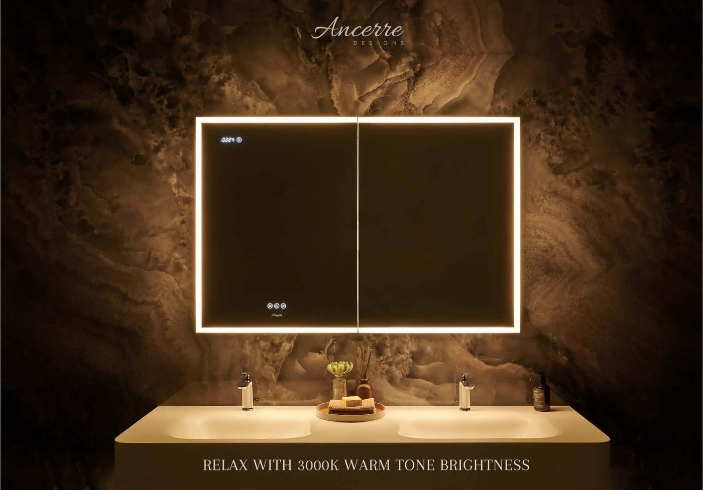 Pagani LED Mirror Cabinet with Defogger, Dimmer, Magnifier & USB outlet by Ancerre Designs