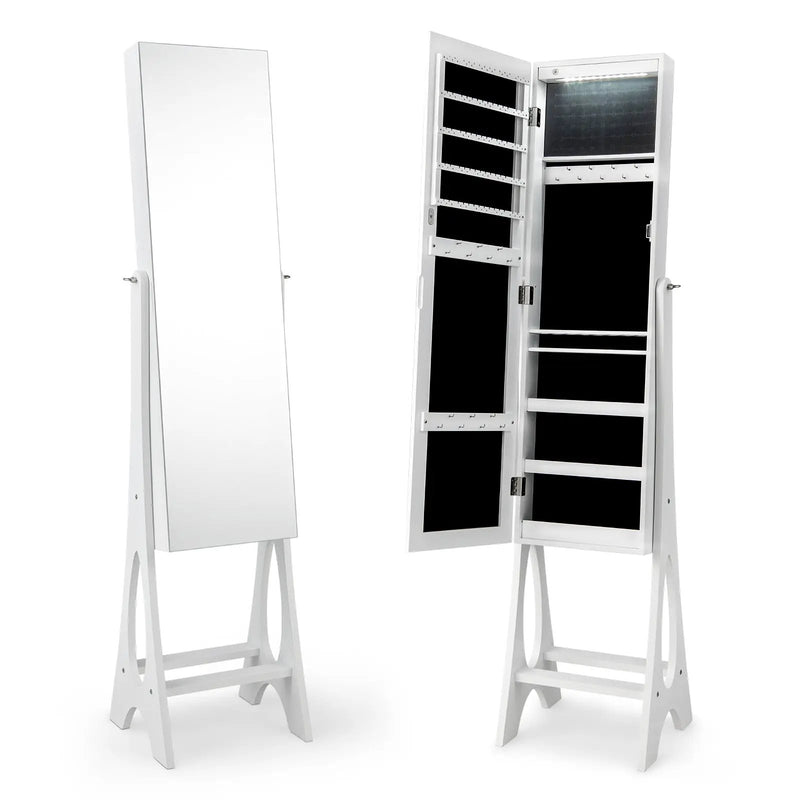 LED Jewelry Cabinet Armoire Organizer with Bevel Edge Mirror by DirectDeals