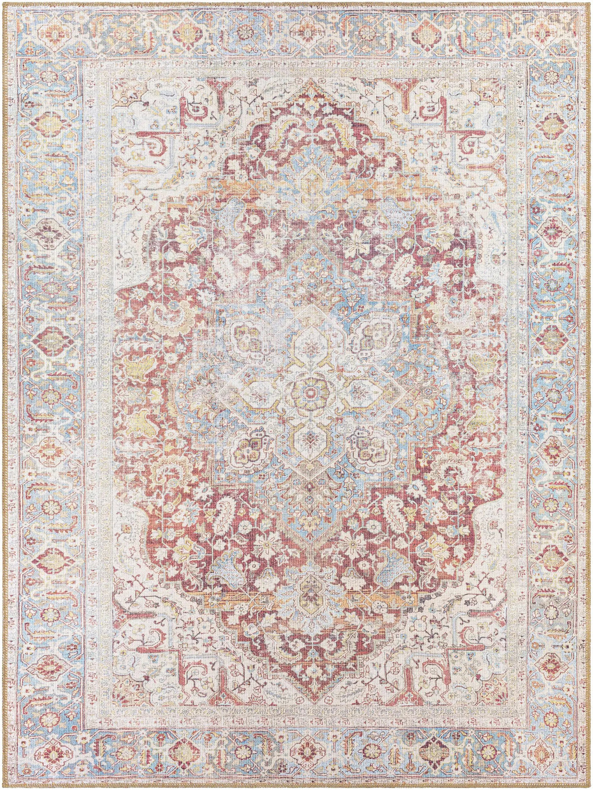 Cream Rust Leeston Washable Rug - Clearance, photo 14 of 18