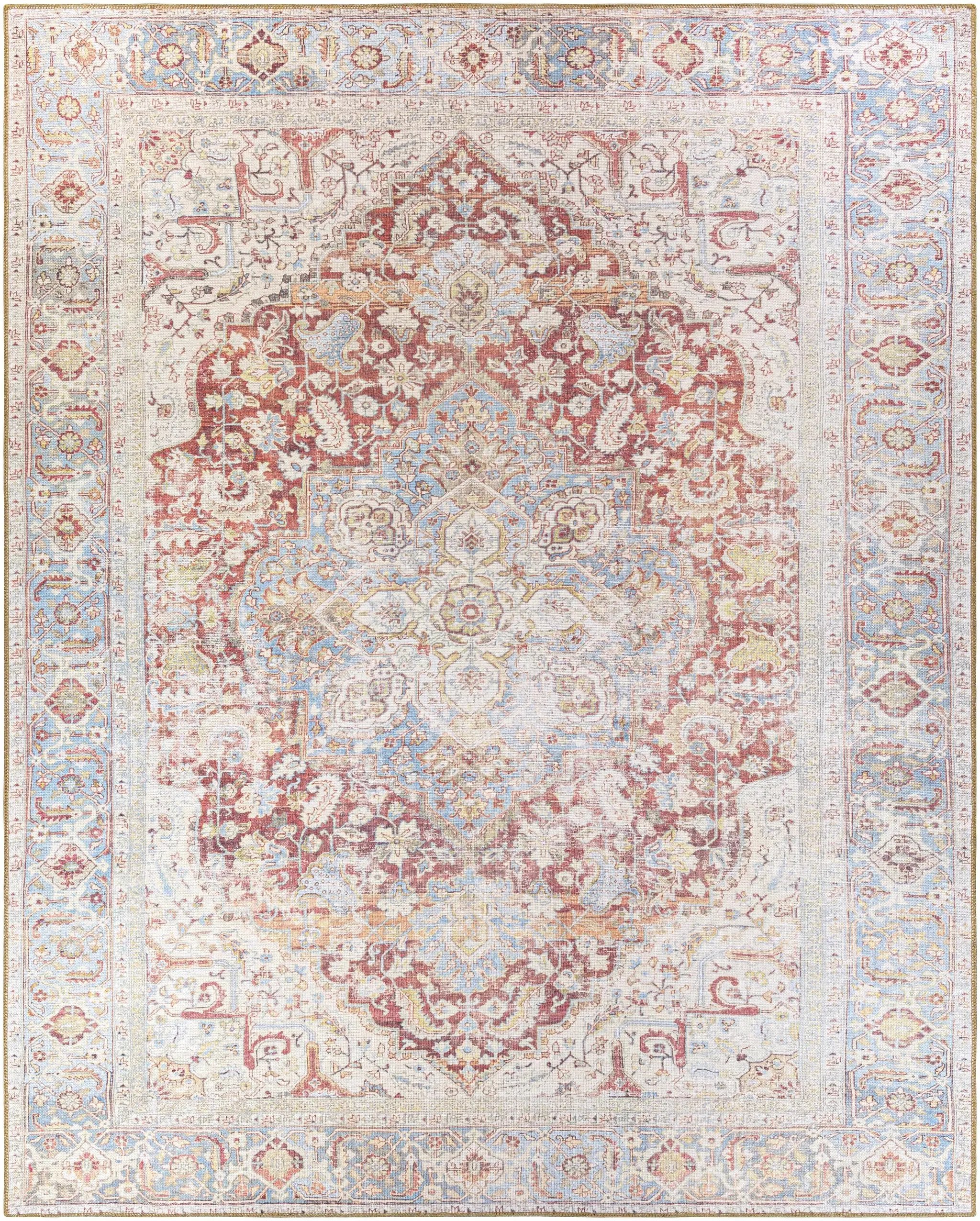 Cream Rust Leeston Washable Rug - Clearance by Boutique Rugs