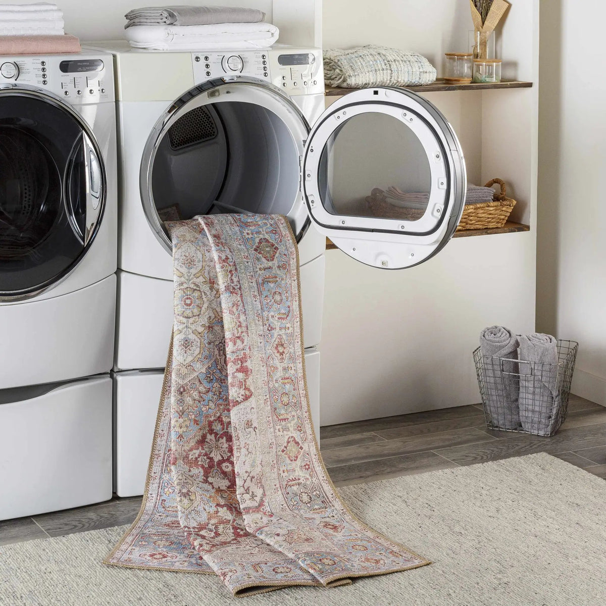 Cream Rust Leeston Washable Rug - Clearance, photo 17 of 18