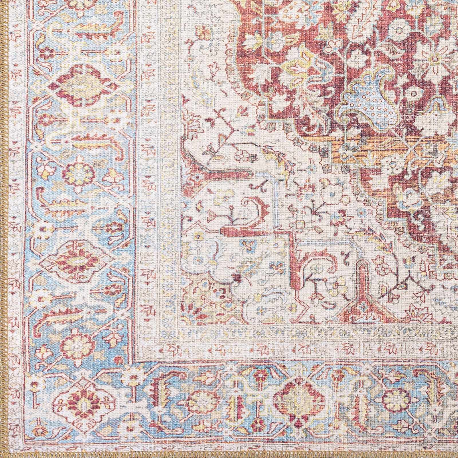Cream Rust Leeston Washable Rug - Clearance by Boutique Rugs