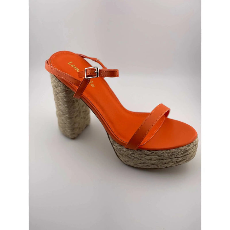 LEMONADE SANGRITA ORANGE JA4820 CHUNKY HEEL SANDALS by Selzalot