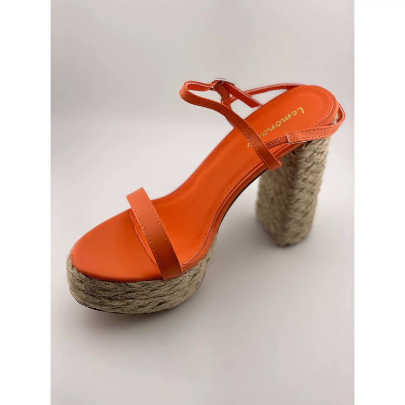 LEMONADE SANGRITA ORANGE JA4820 CHUNKY HEEL SANDALS by Selzalot