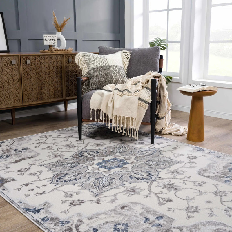 Calum Blue & Gray Area Rug by Hauteloom