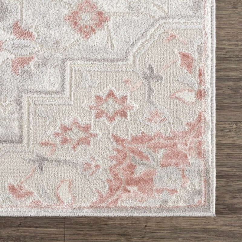 Calum Pink Floral Thick Area Rug - Clearance by Boutique Rugs