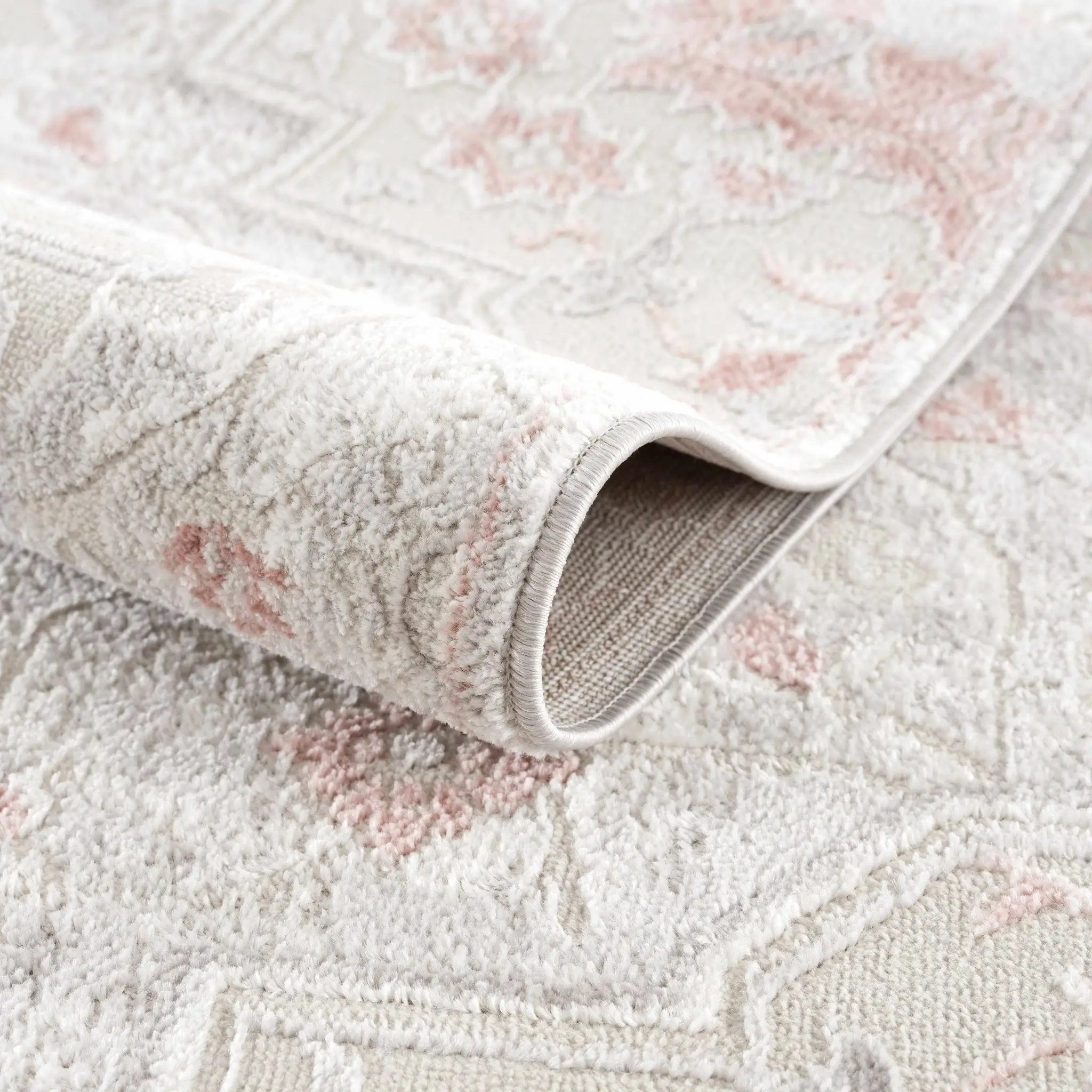 Calum Pink Floral Thick Area Rug - Clearance by Boutique Rugs