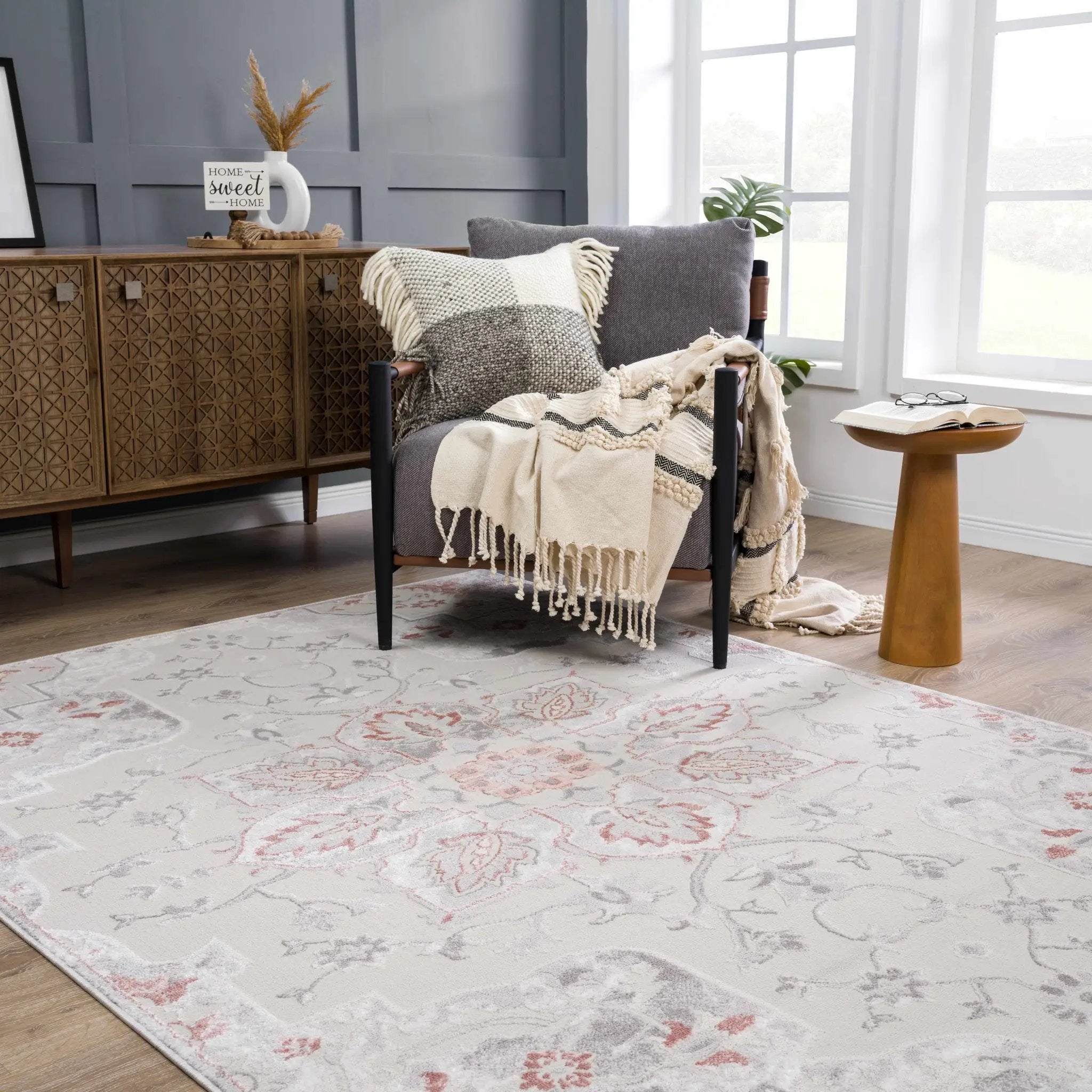 Calum Pink & Gray Area Rug by Hauteloom