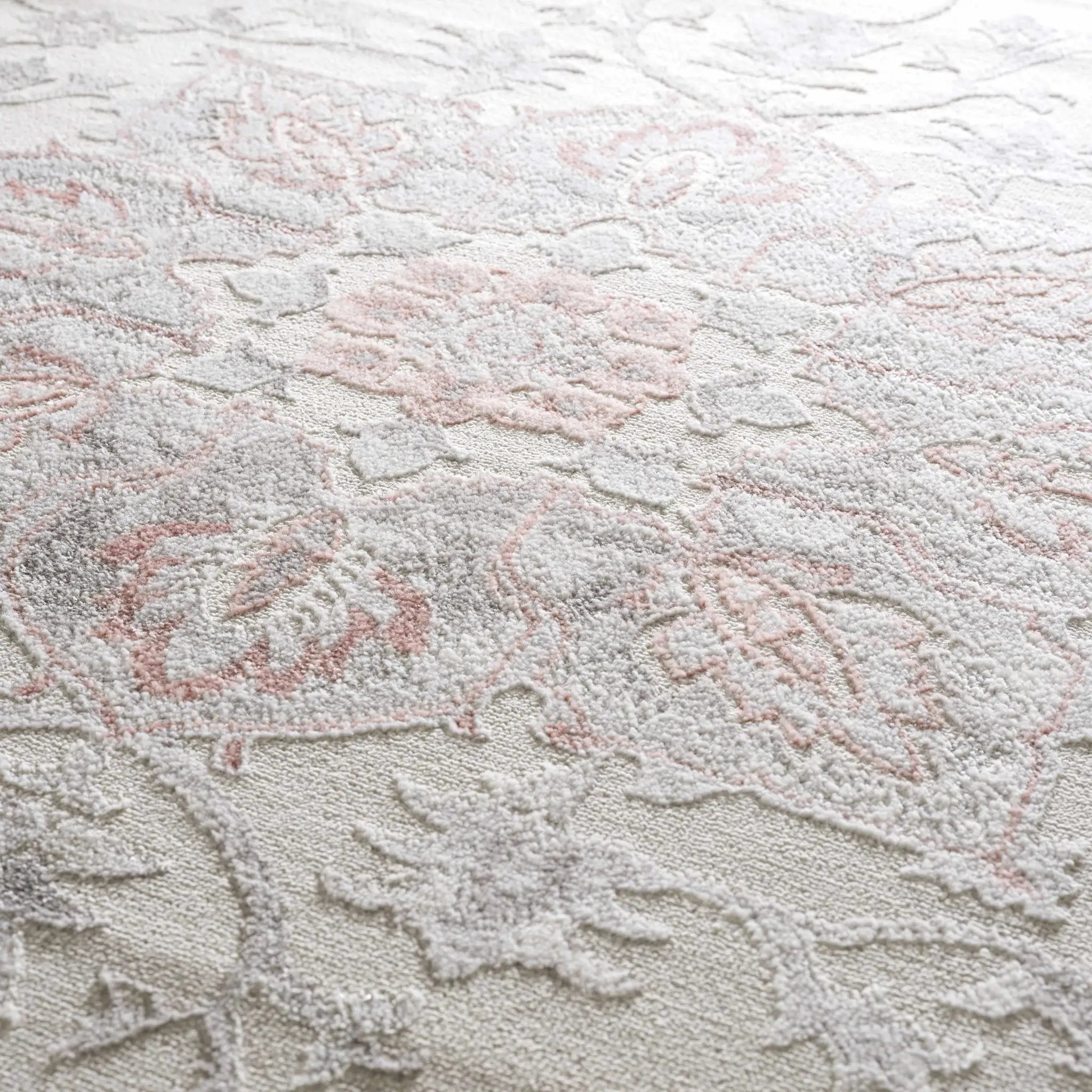 Calum Pink Floral Thick Area Rug - Clearance by Boutique Rugs