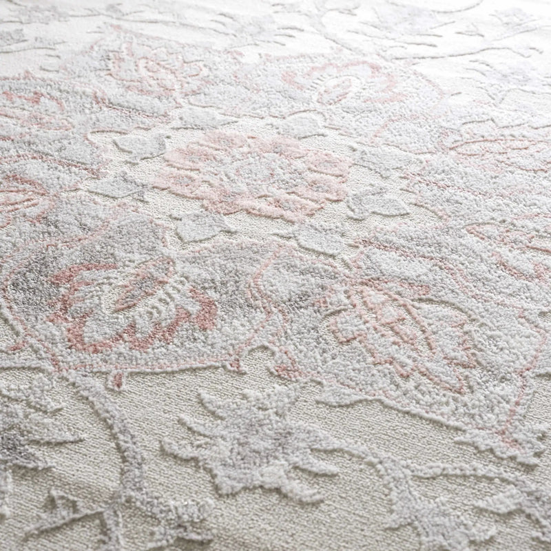 Calum Pink Floral Thick Area Rug - Clearance by Boutique Rugs