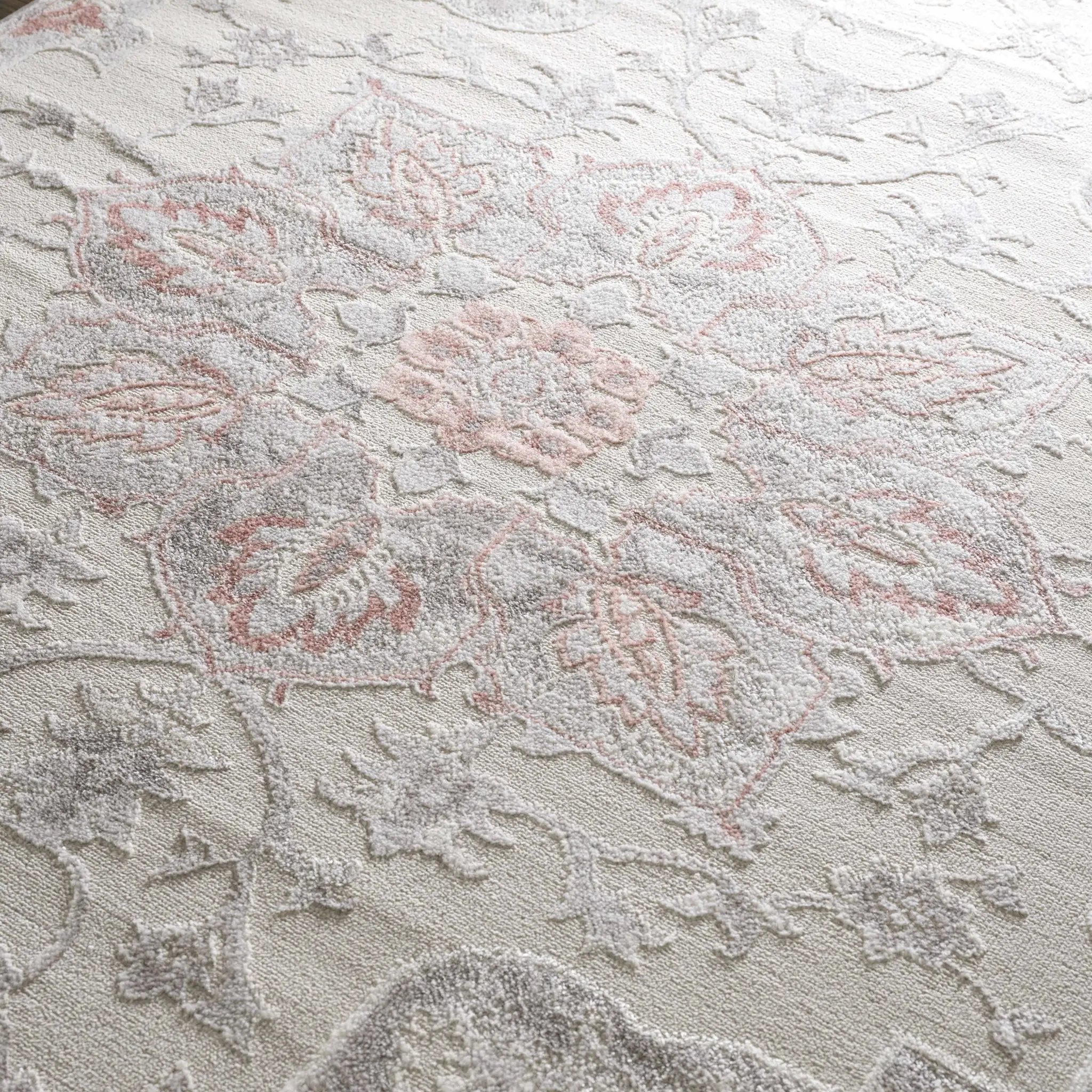 Calum Pink Floral Thick Area Rug - Clearance by Boutique Rugs