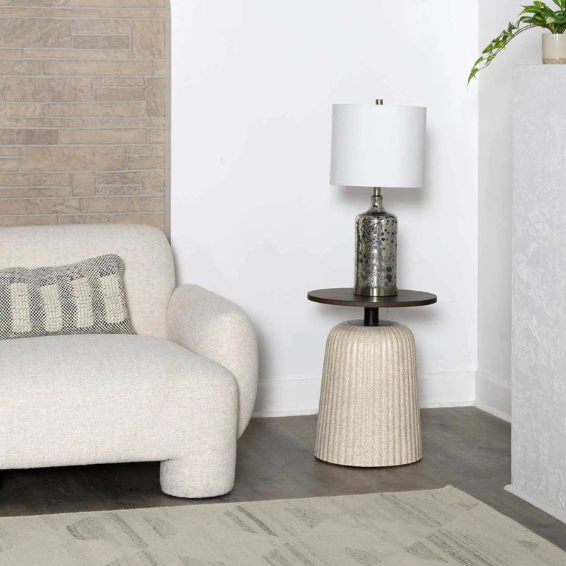 Lentner Ribbed White Ceramic Table Lamp by Boutique Rugs