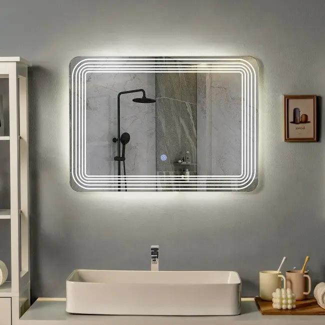 3 Tone LED Touch Sensor Wall Mounted Bathroom Mirror by HomePacific