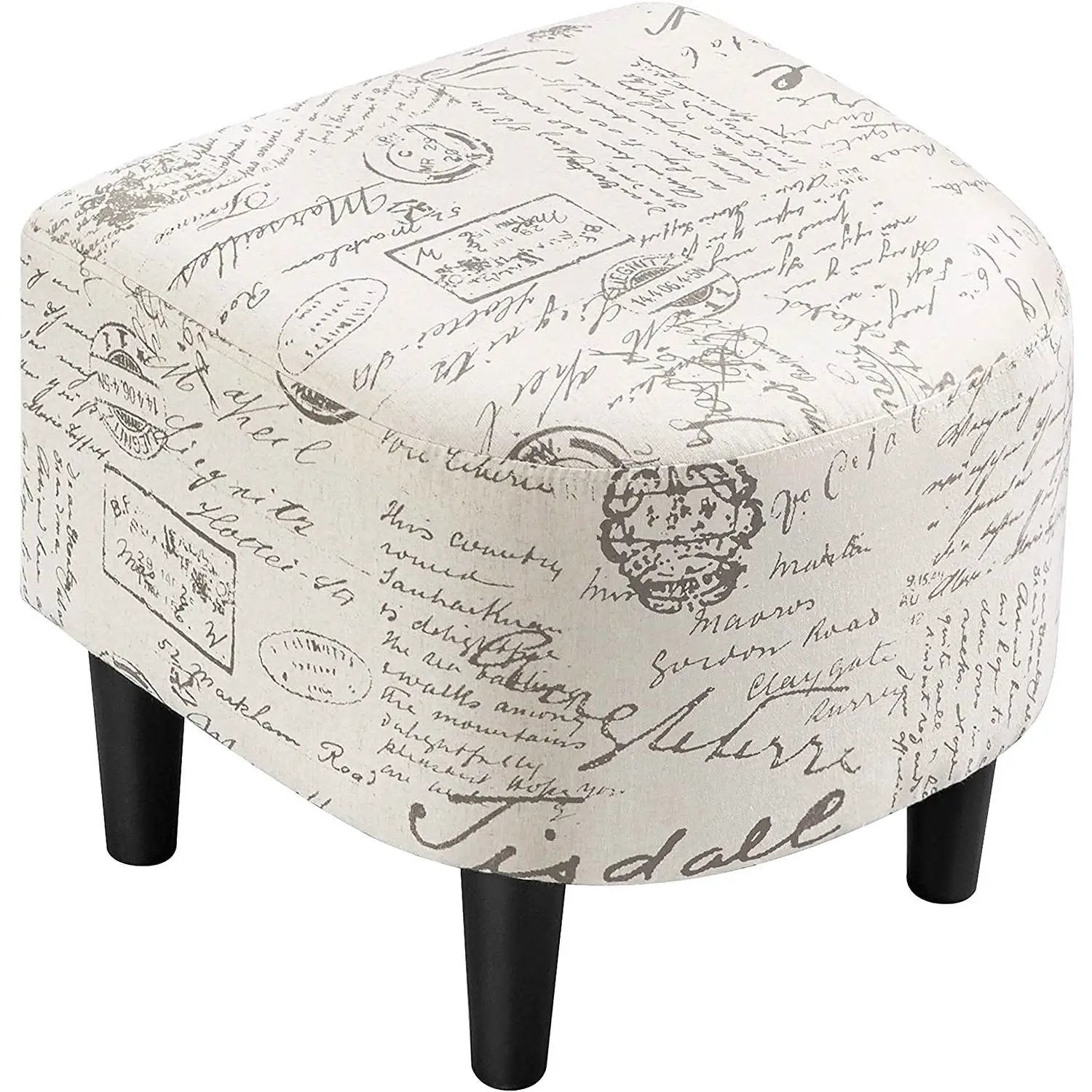 Letter Print French Upholstered Barrel Chair and Ottoman Set by HomePacific