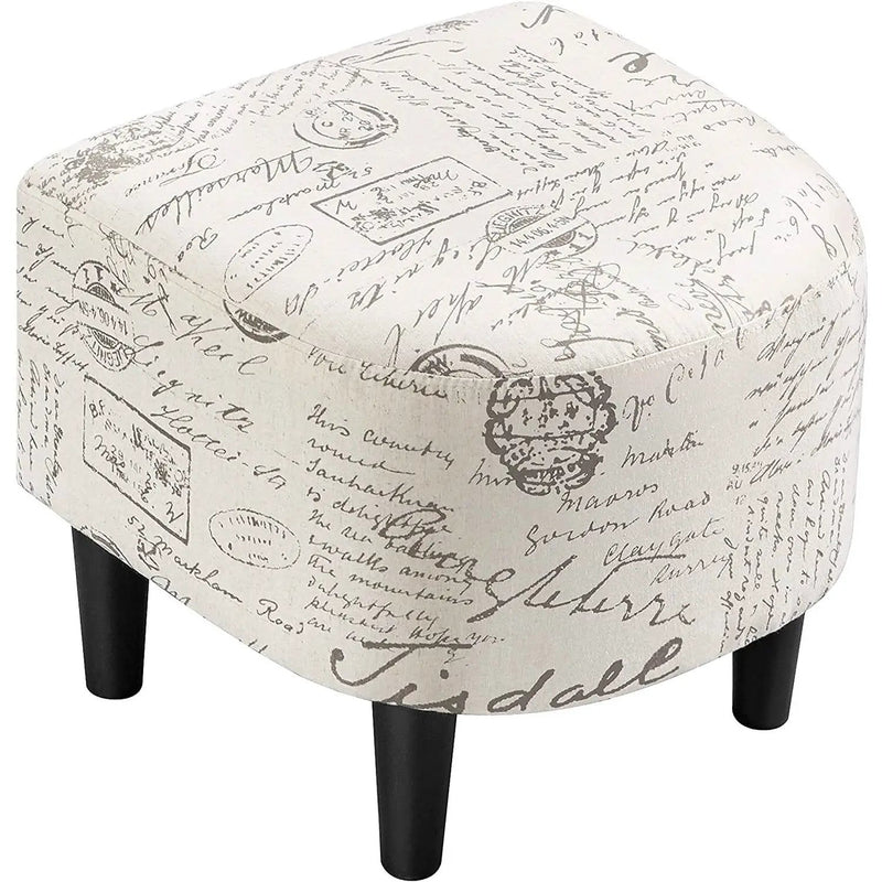 Letter Print French Upholstered Barrel Chair and Ottoman Set by HomePacific