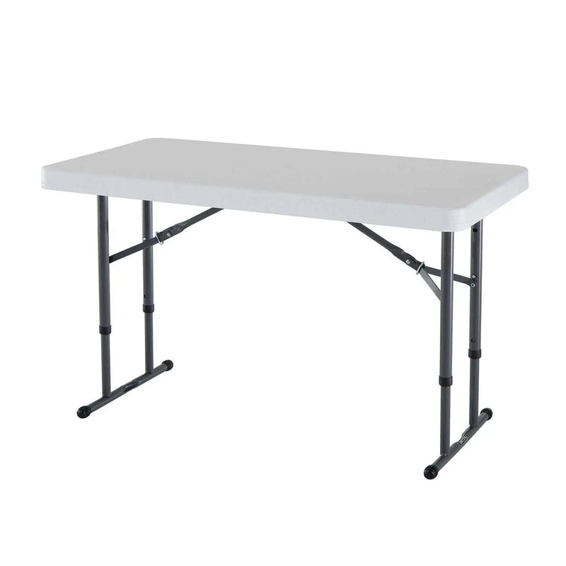 Adjustable Height 4-Foot Commercial Folding Table with White HDPE Top by HomePacific