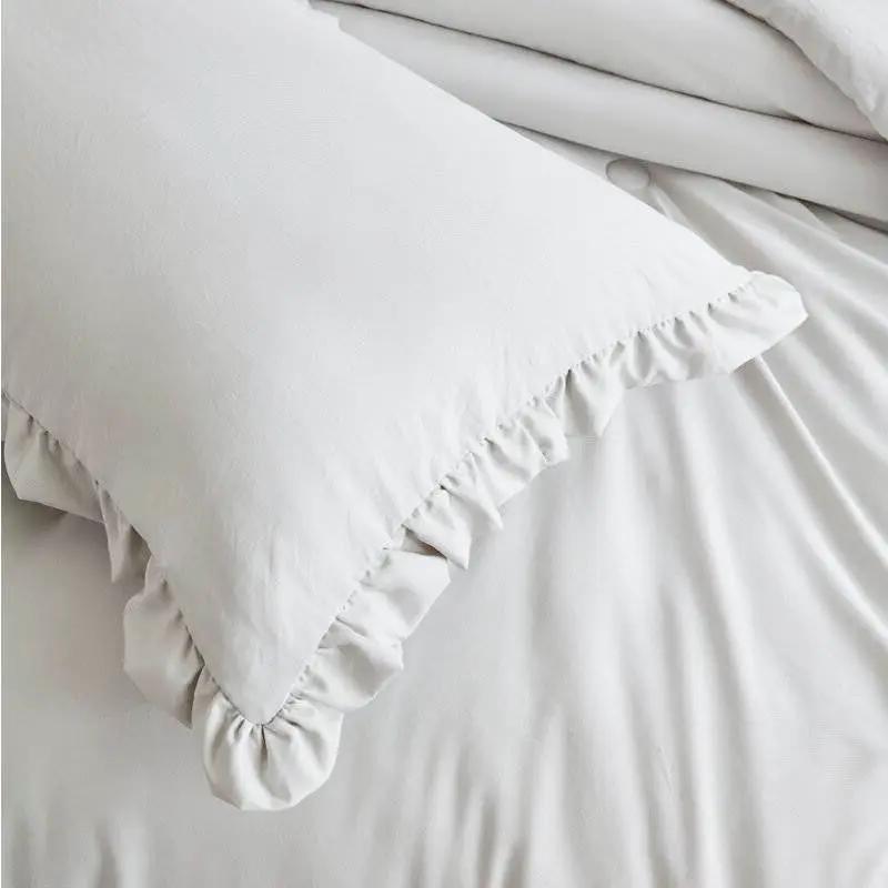 Full Size Grey Stone Washed Ruffled Edge Microfiber Comforter Set by HomePacific