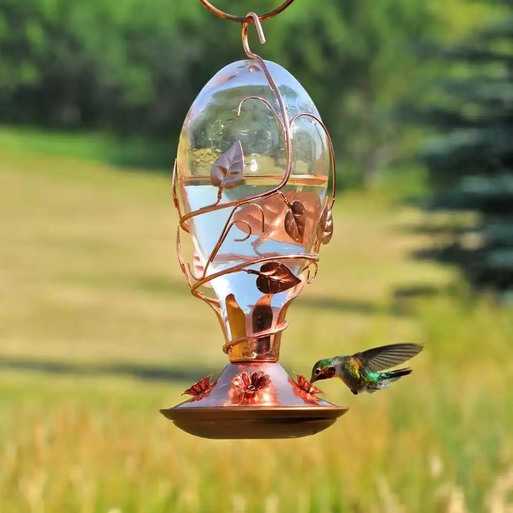 Copper and Glass Hummingbird Feeder - 32 Fl. oz. Nectar Capacity by HomePacific