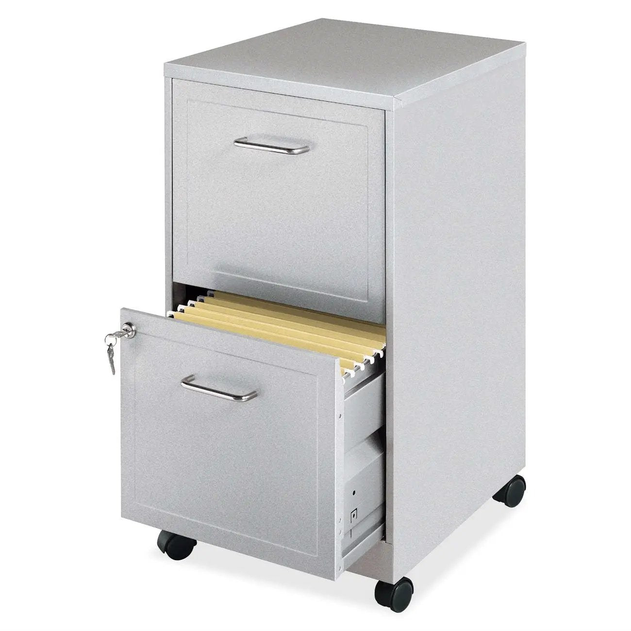 Gray Silver Metal 2-Drawer File Cabinet with Casters by HomePacific