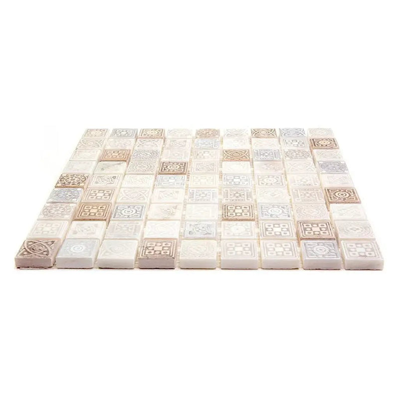 Cream Soft Earthy 12x12 Foiled Texture Square Stone Mosaic Tile (5 pack, 5 sq ft/case) by Apollo Tile