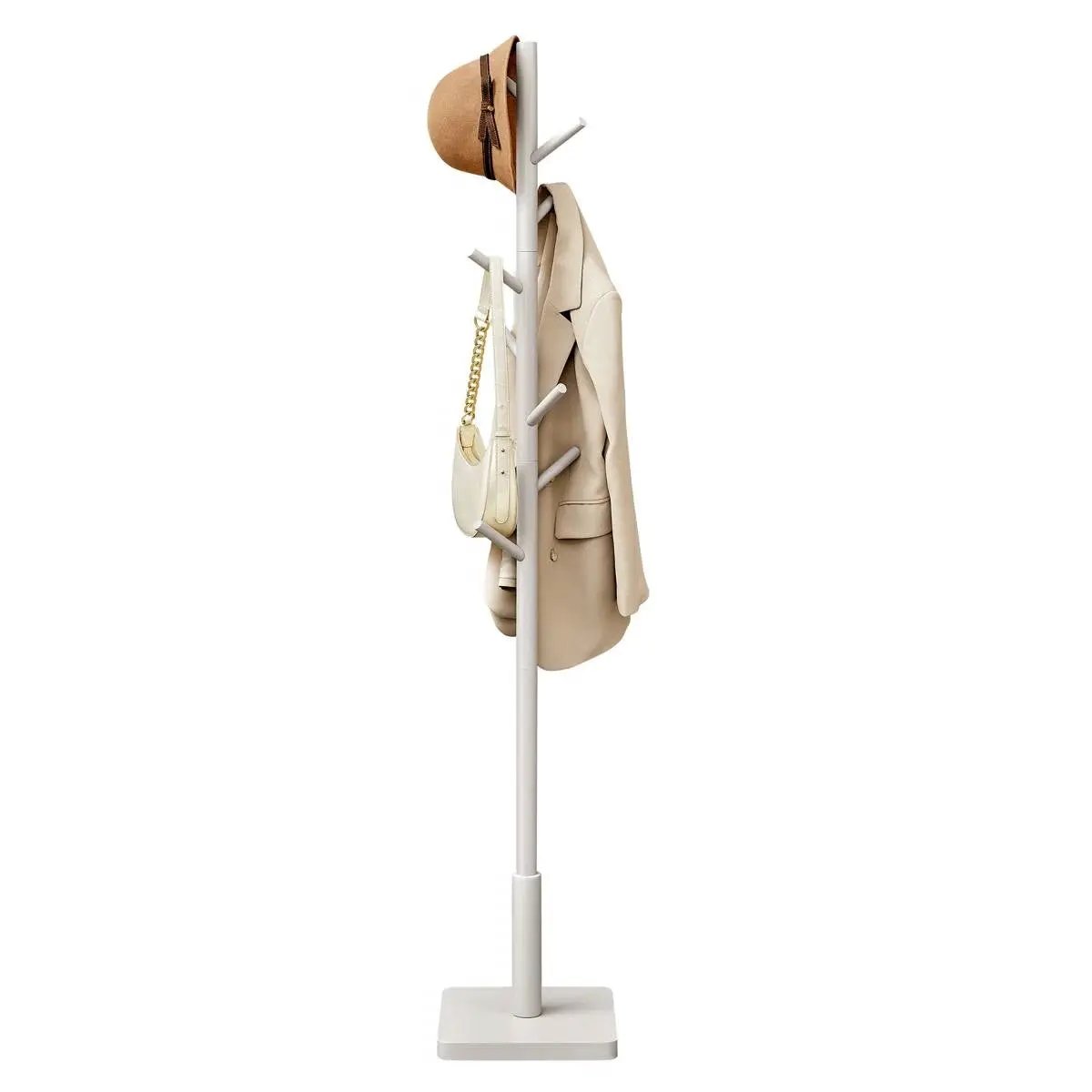 Modern Farmhouse Solid Wood Coat Rack Entryway Hall Tree Hat Stand in Light Grey by HomePacific