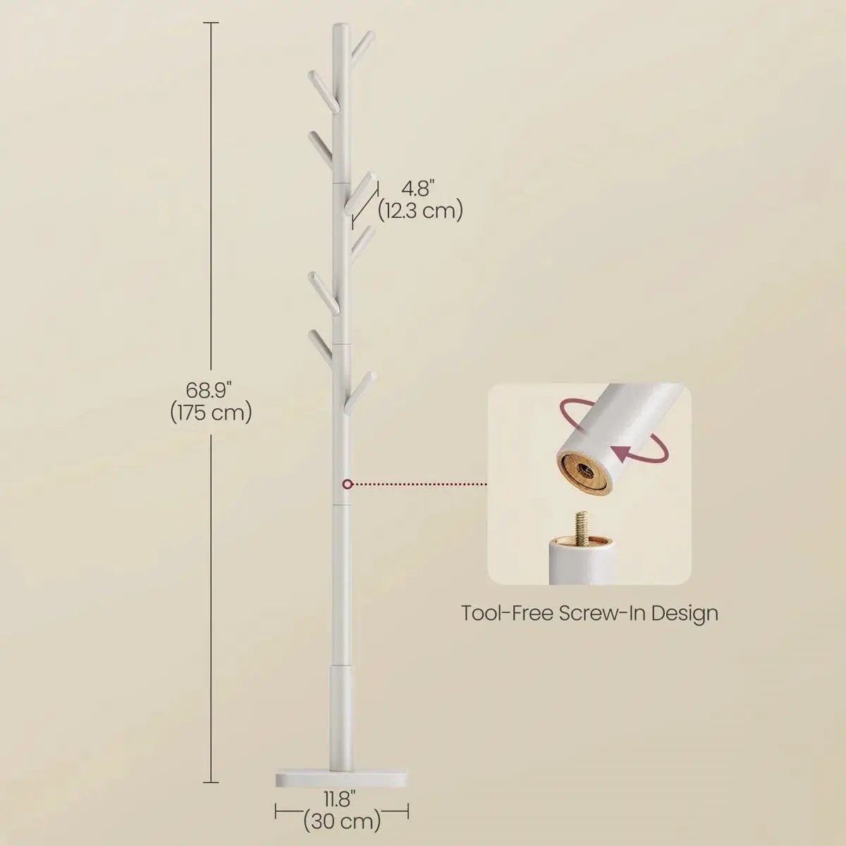Modern Farmhouse Solid Wood Coat Rack Entryway Hall Tree Hat Stand in Light Grey by HomePacific