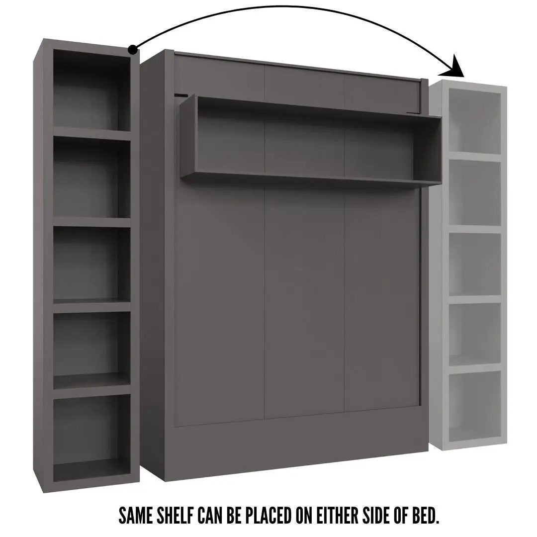 Easy-Lift Full Murphy Wall Bed in Dark Grey with Bookshelf by Sharicks