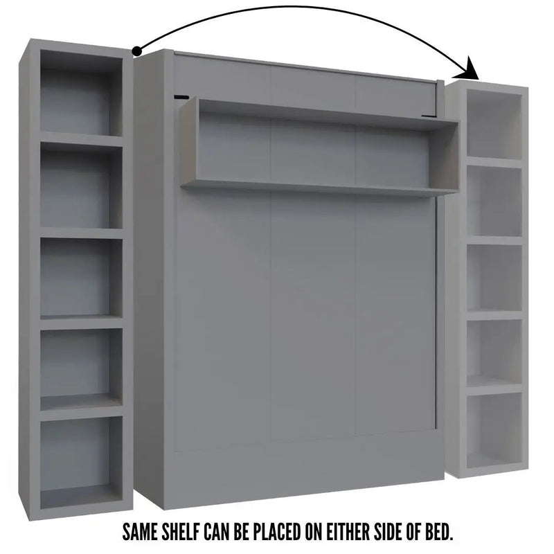 Easy-Lift Full Murphy Wall Bed in Grey with Bookshelf by Sharicks