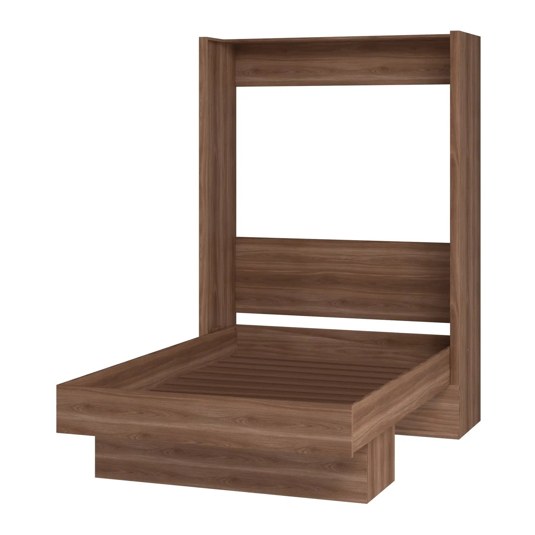 Easy-Lift Queen Murphy Wall Bed in Natural Brown Wood Grain with Shelf by Sharicks