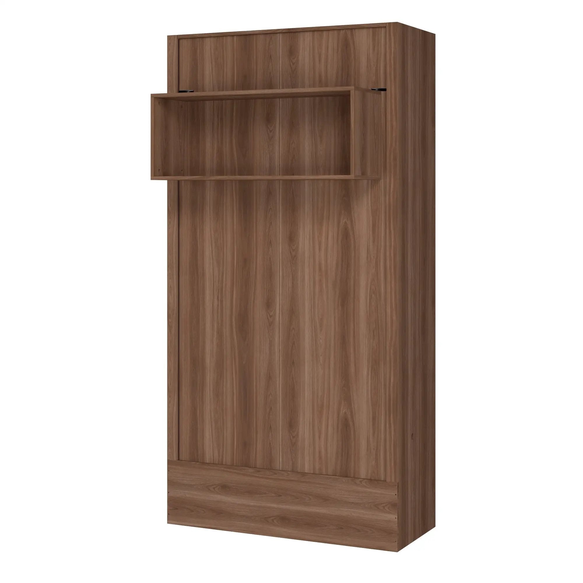 Easy-Lift Twin Murphy Wall Bed in Natural Brown Wood Grain with Shelf by Sharicks