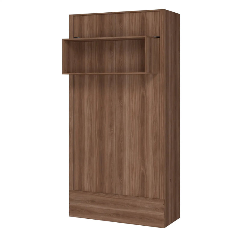 Easy-Lift Twin Murphy Wall Bed in Natural Brown Wood Grain with Shelf by Sharicks