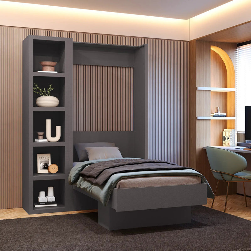Dark Grey 91-in Tall Wooden Bookcase Shelf by Sharicks