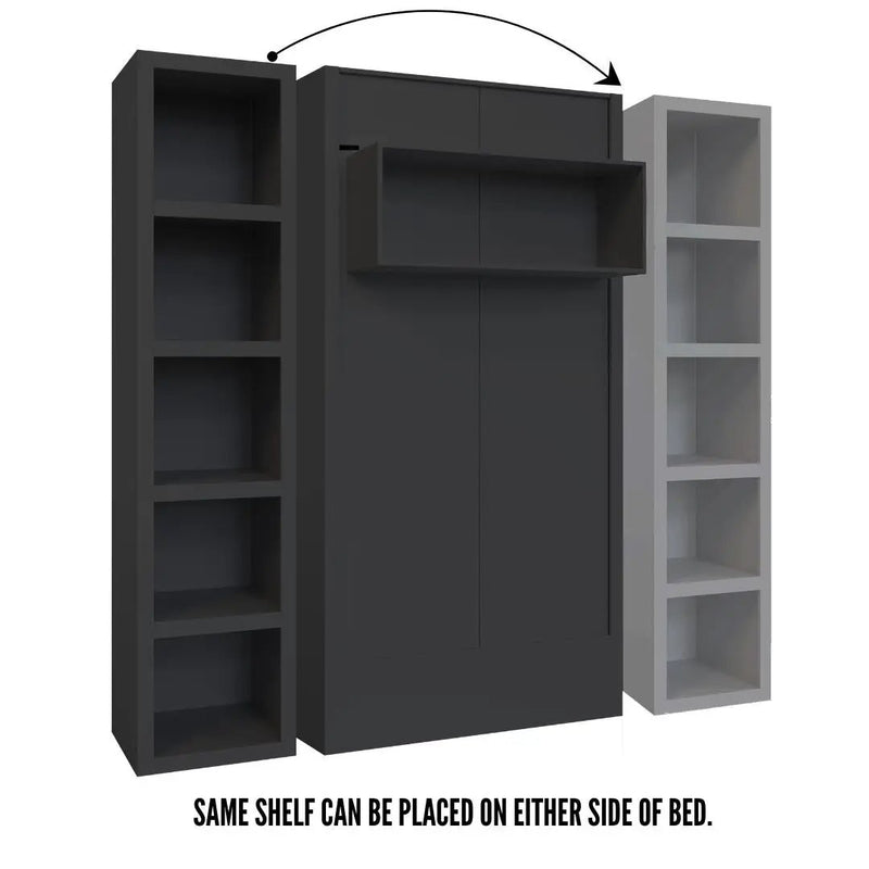 Easy-Lift Twin Murphy Wall Bed in Black with Bookshelf by Sharicks