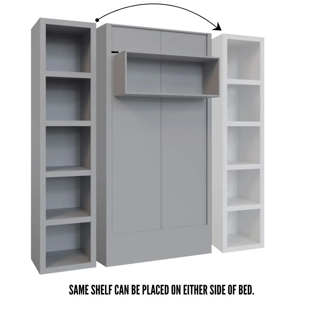 Easy-Lift Twin Murphy Wall Bed in Grey with Bookshelf by Sharicks