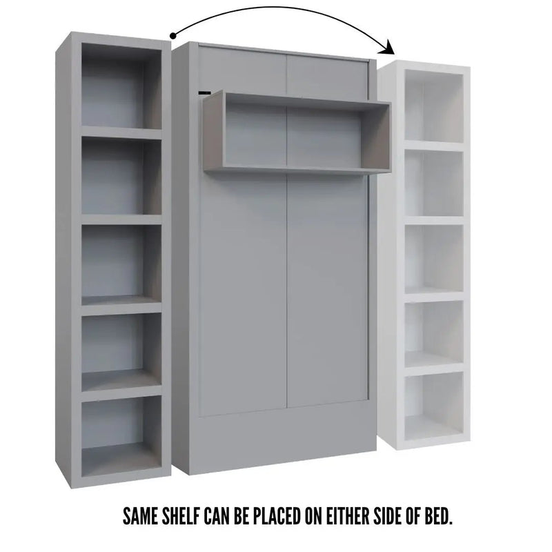 Easy-Lift Twin Murphy Wall Bed in Grey with Bookshelf by Sharicks