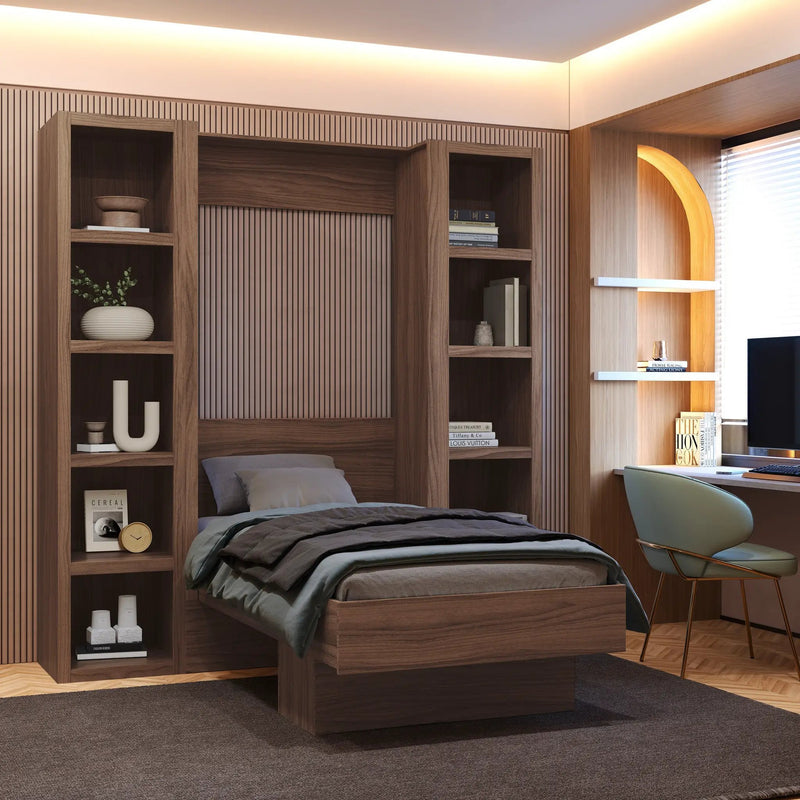 Brown Natural Wood Grain 85-in Tall Wooden Bookcase Shelf by Sharicks