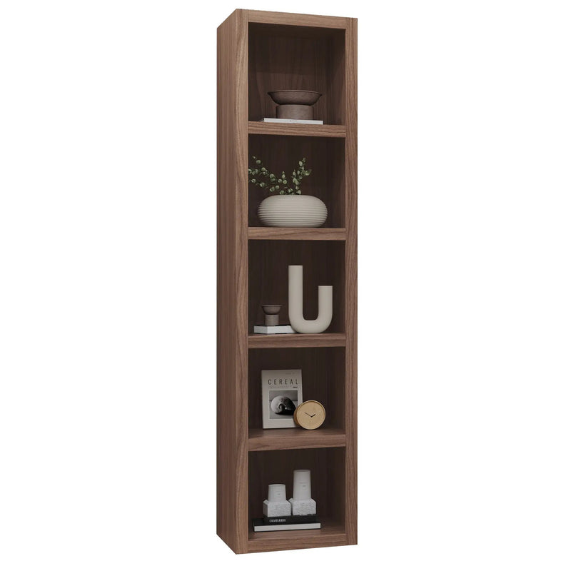 Brown Natural Wood Grain 84-in Tall Wooden Bookcase Shelf by Sharicks