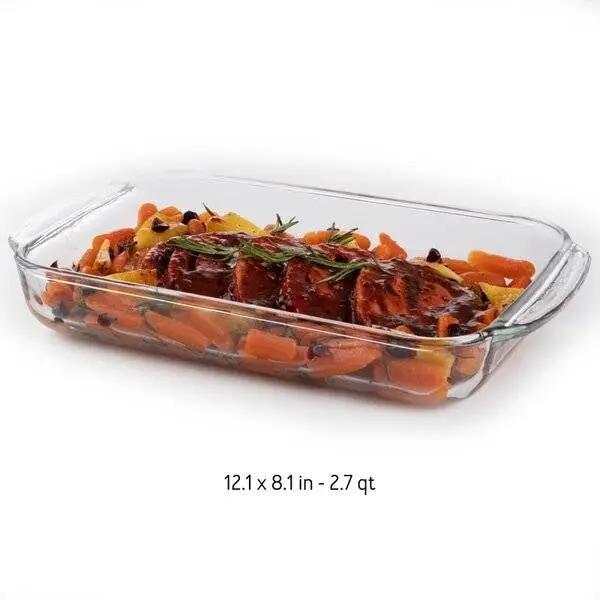 3 Piece Transparent Glass Casserole Baking Dish Set by HomePacific