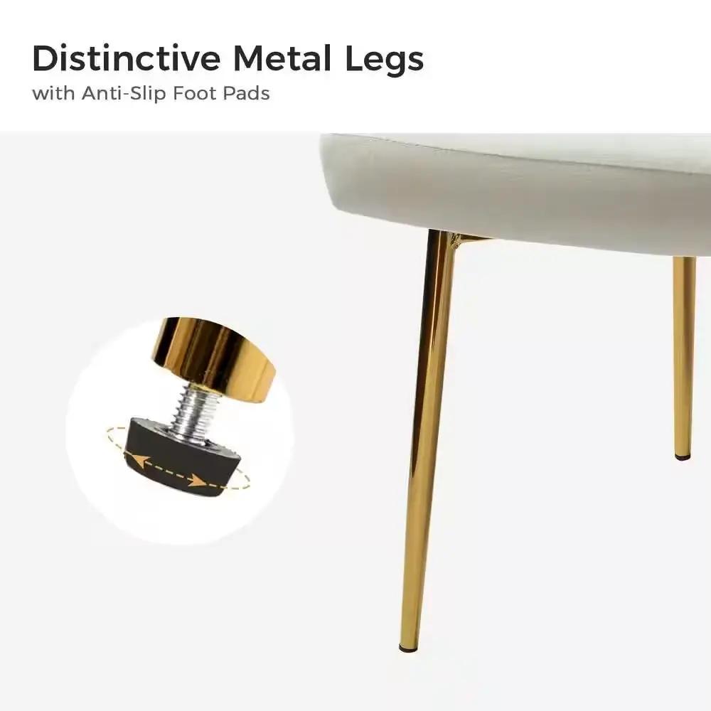 Ivory White Velvet Upholstered Wingback Accent Side Chair with Gold Metal Legs by HomePacific