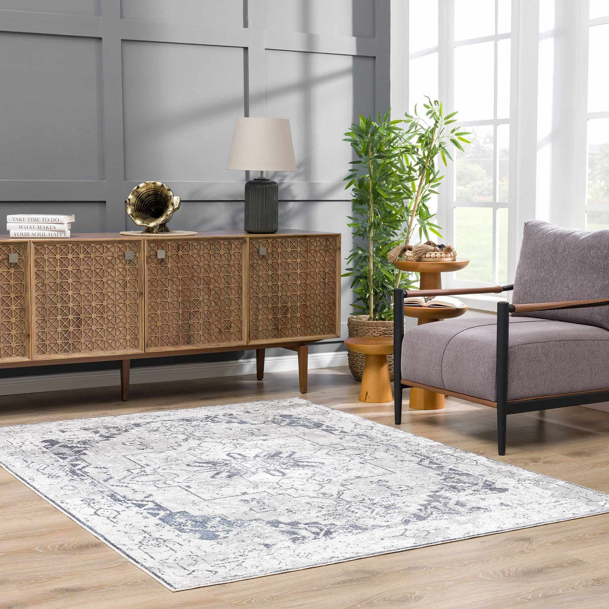 Hera Ivory Boutique Washable Rug - Clearance, installed in a room 6