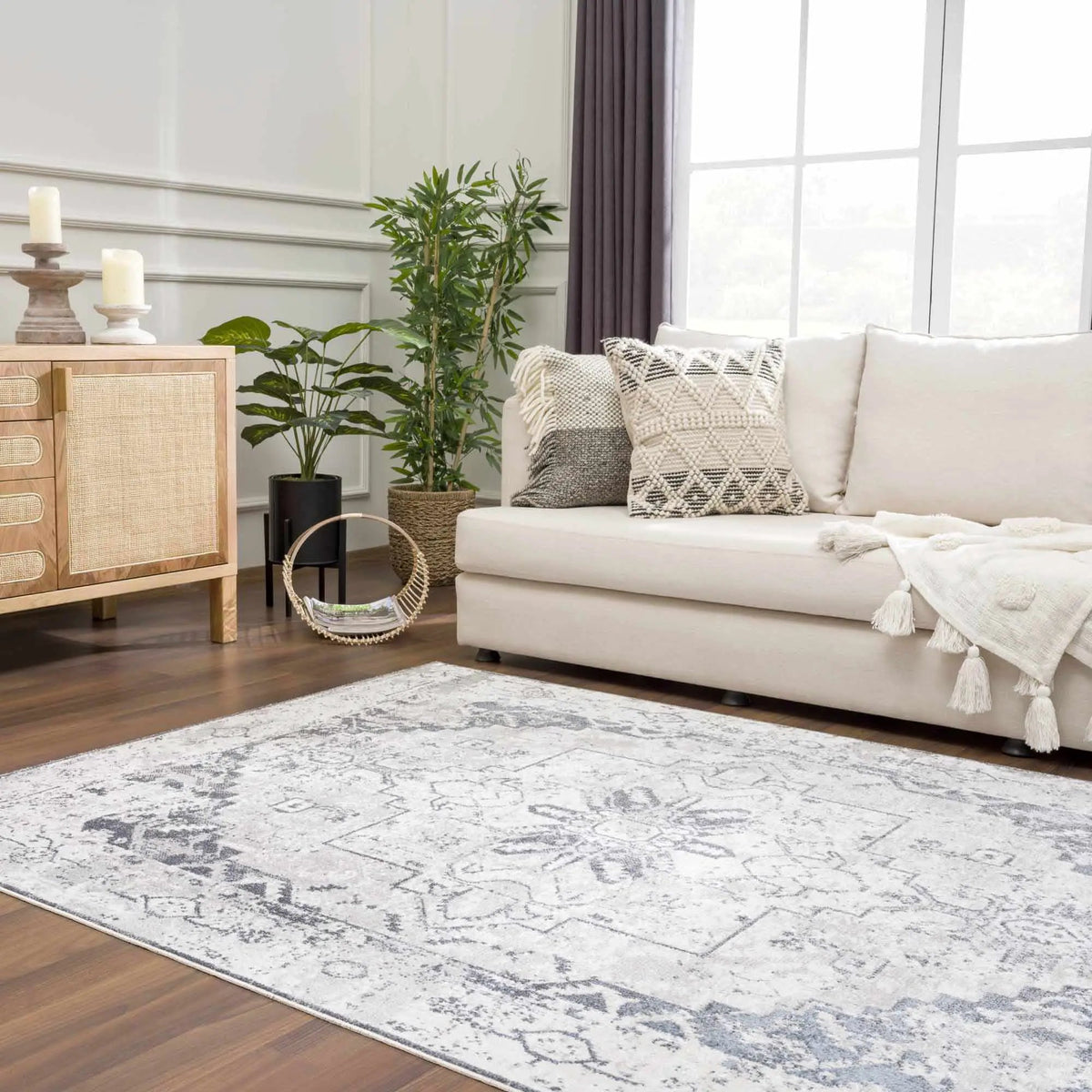 Hera Ivory Boutique Washable Rug - Clearance, installed in a room 5