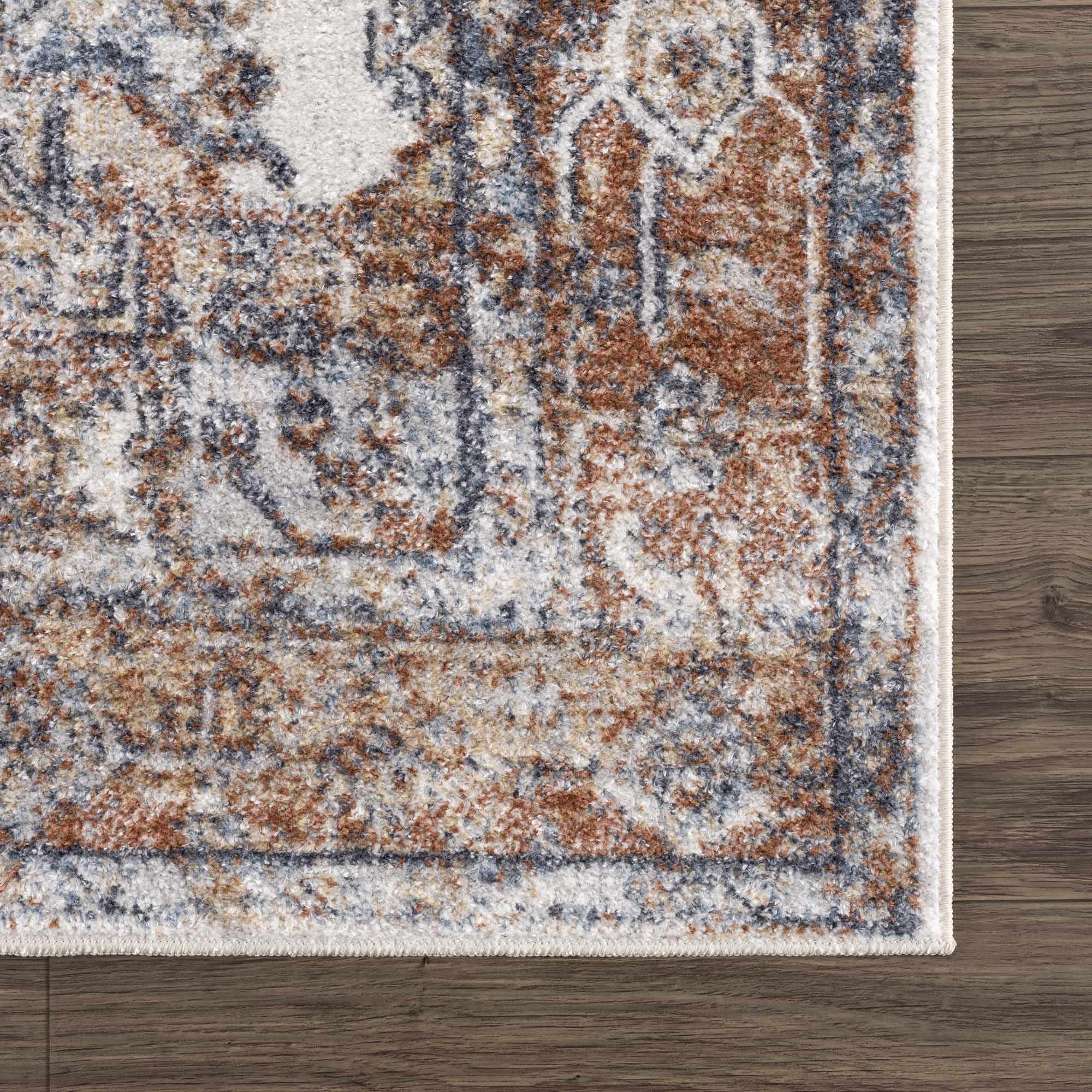 Rust Hera Washable Area Rug - Clearance by Boutique Rugs