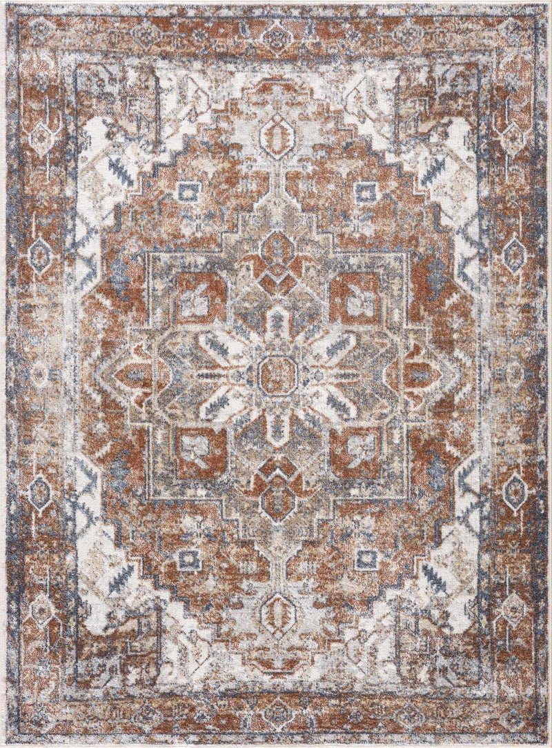 Rust Hera Washable Area Rug - Clearance by Boutique Rugs
