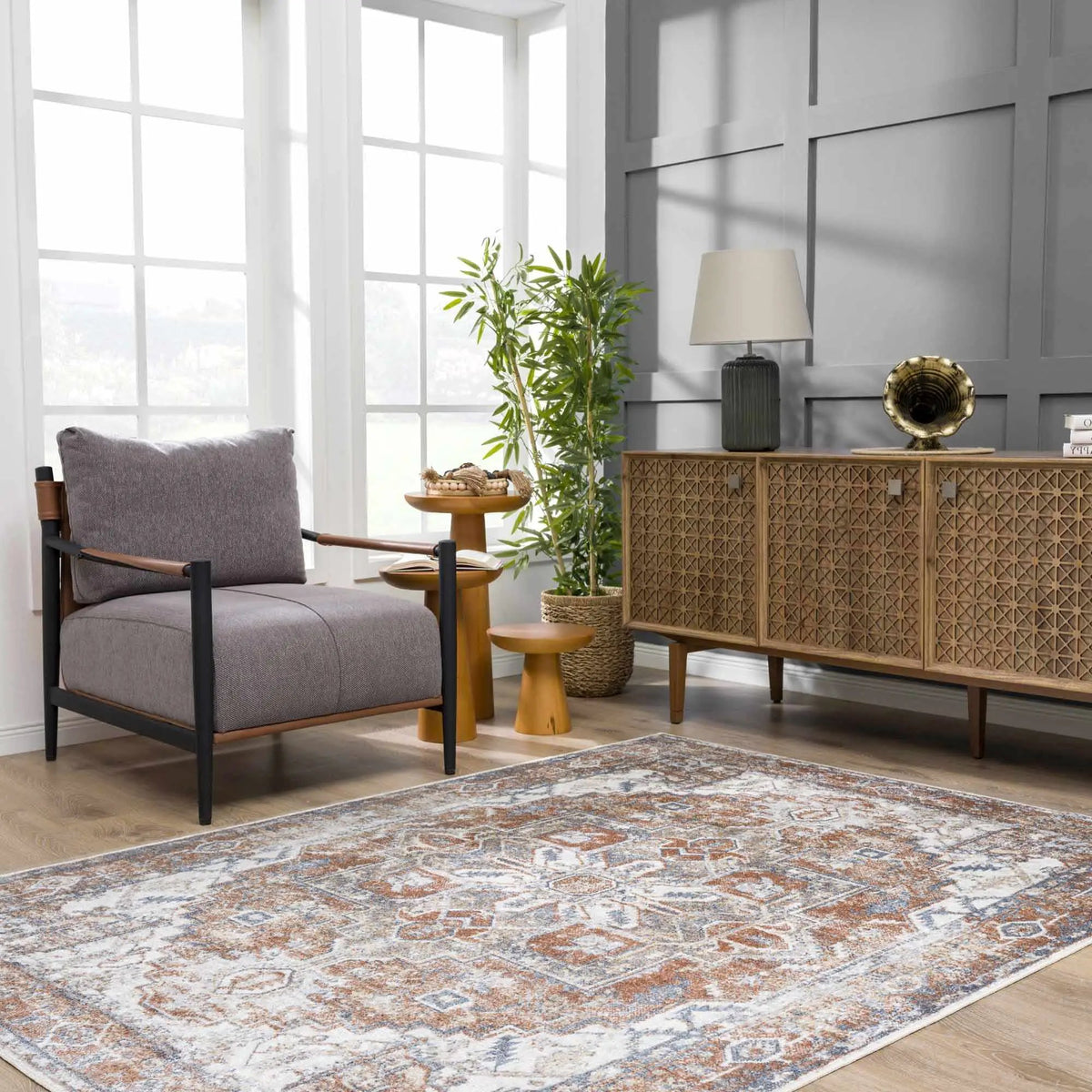 Rust Hera Washable Area Rug - Clearance, installed in a room 5